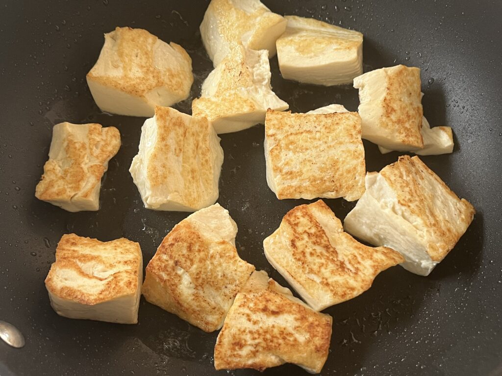 豆腐を焼き付ける
